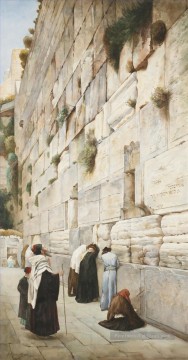 MUR occidental Jérusalem aquarelle Gustav Bauernfeind orientaliste Peinture à l'huile